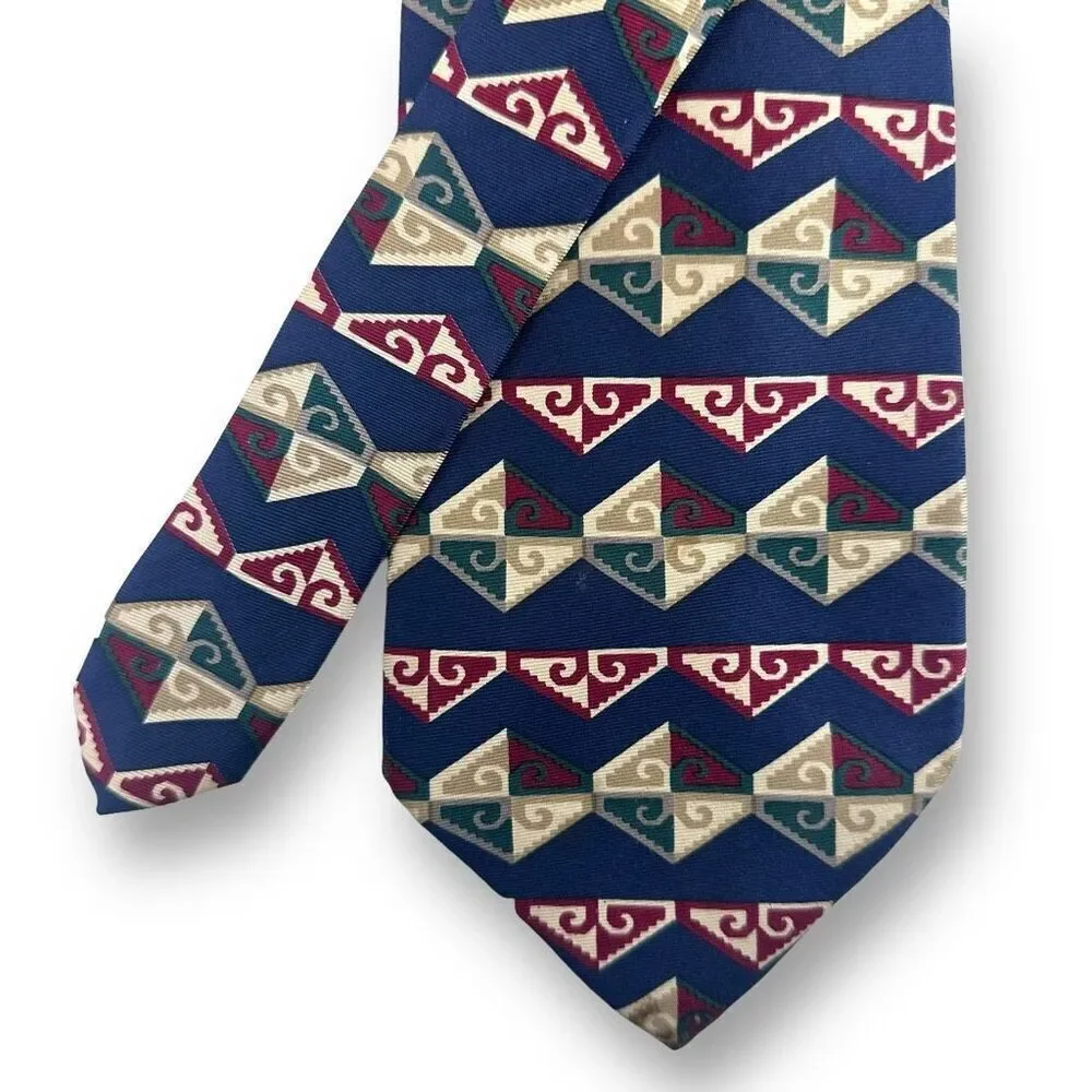 Vintage AKA‎ Eddie Bauer Men's 100% Silk Necktie Retro 80's Geometric Print